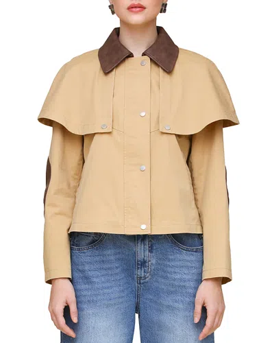 Avec Les Filles Cape Cropped Trench Jacket In Khaki