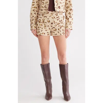 Avec Les Filles Cargo Pocket Shorts In Spring Leopard