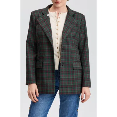 Avec Les Filles Check Boxy Blazer In Green/red Plaid