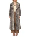 Avec Les Filles Cheetah Print Belted Faux Fur Maxi Coat In Gray