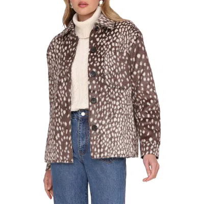 Avec Les Filles Cheetah Print Faux Fur Shirt Jacket In Animal Print