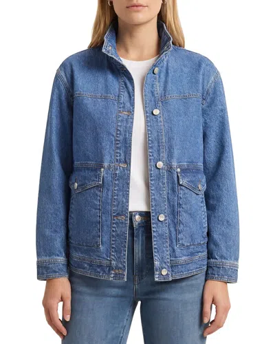 Avec Les Filles Chore Jacket With Back Pleats In Retro Blue Wash