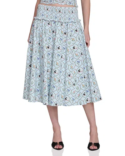 Avec Les Filles Smocked Circle Skirt In Blue