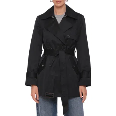Avec Les Filles Classic Short Trench Coat In Black