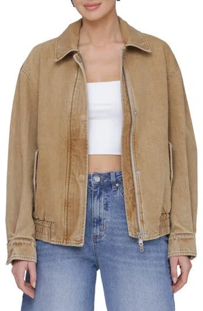 Avec Les Filles Coach Oversize Denim Jacket In Washed Camel