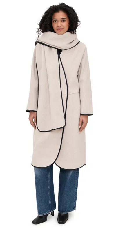 Avec Les Filles Coat Cocoon Scarf Oatmeal In Brown