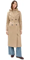 Avec Les Filles Coat Maxi Trench With Quilted Bib Insert Khaki In Khaki