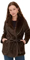 Avec Les Filles Coat Shawl Collar Coat With Binding Espresso In Brown