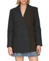Avec Les Filles Color Blocked Short Jacket In Black