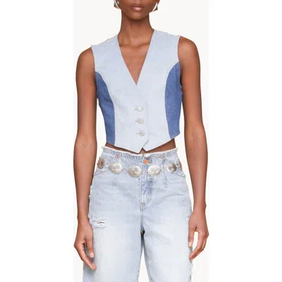 Avec Les Filles Colorblock Denim Vest In Multi
