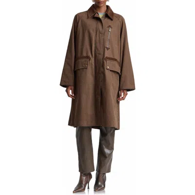 Avec Les Filles Combo Collar Barn Jacket In Brown