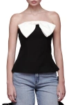 Avec Les Filles Contrast Bow Strapless Top In Black