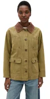 Avec Les Filles Contrast Collar Barn Jacket In Jungle