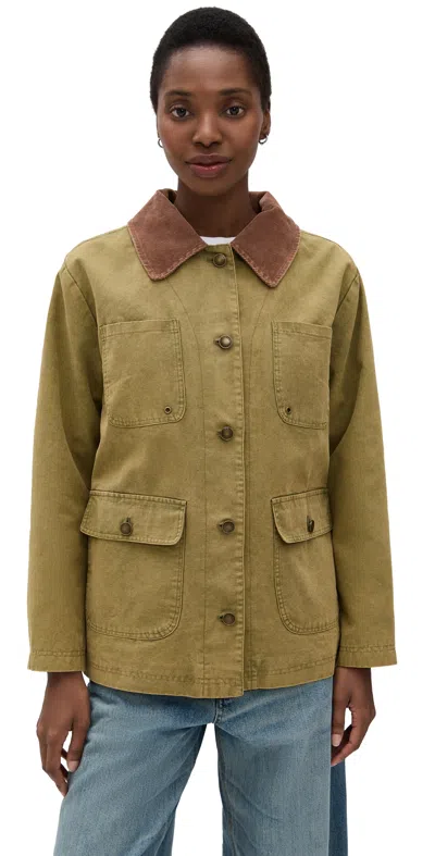 Avec Les Filles Contrast Collar Barn Jacket In Jungle
