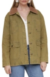 Avec Les Filles Contrast Collar Barn Jacket In Jungle