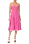 Avec Les Filles Contrast Edge Fit & Flare Midi Dress In Fuchsia