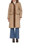 Avec Les Filles Corduroy Trim Hooded Quilted Coat In Gold