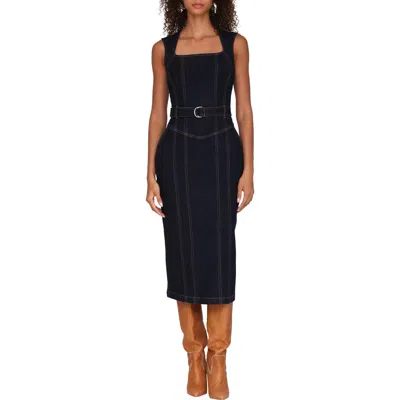 Avec Les Filles Corset Bodycon Midi Dress In Black