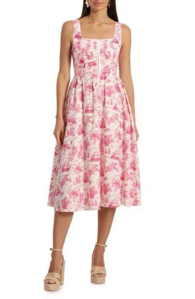 Avec Les Filles Corset Fit & Flare Midi Dress In Mermain Toile Pink |  ModeSens