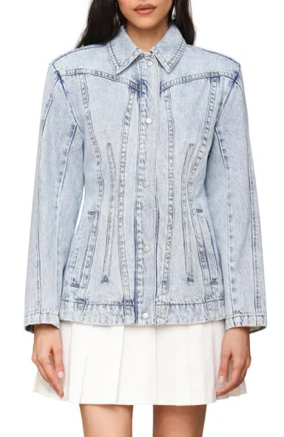 Avec Les Filles Corset Seamed Denim Jacket In Blue