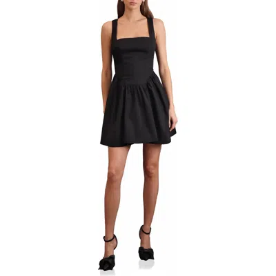 Avec Les Filles Corset Skater Minidress In Black