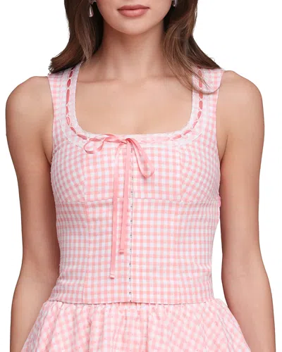 Avec Les Filles Gingham Top In Pink