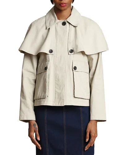 Avec Les Filles Cape Detail Cotton Jacket In Neutral