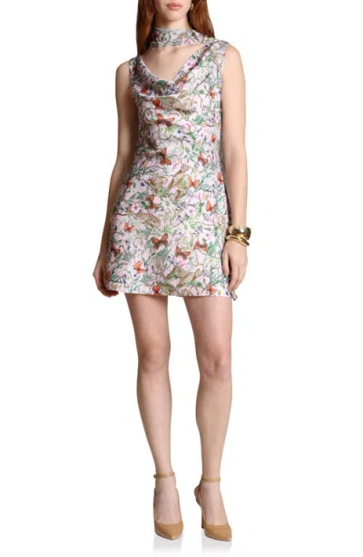 Avec Les Filles Cowl Neck Minidress & Scarf In Gray