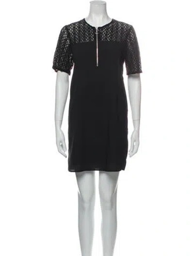 Pre-owned Avec Les Filles Crew Neck Mini Dress In Black