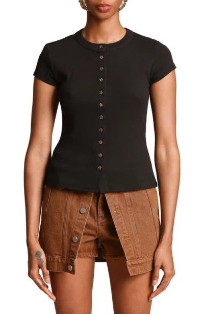 Avec Les Filles Crewneck Rib Top In Black