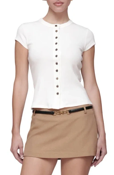 Avec Les Filles Crewneck Rib Top In White