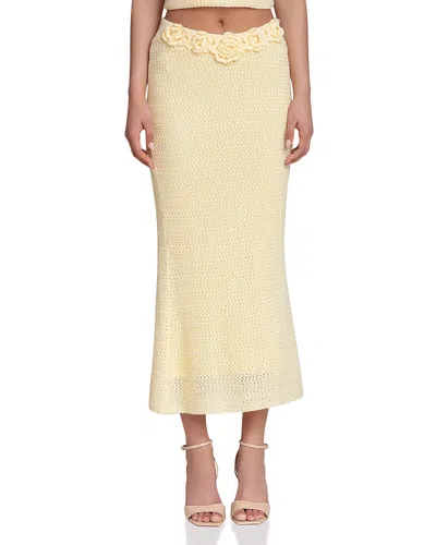 Avec Les Filles Crochet Midi Skirt In Yellow