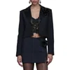 Avec Les Filles Crop Blazer In Blue