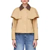 Avec Les Filles Cape Cropped Trench Jacket In Khaki