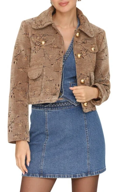Avec Les Filles Crop Corduroy Jacket In Brown