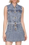 Avec Les Filles Crop Denim Vest In Blue
