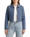 Avec Les Filles Crop Zip Front Jacket In Blue