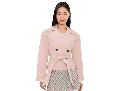 Avec Les Filles Cropped Belted Trench Coat In Pink