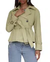 Avec Les Filles Cropped Belted Trench Coat In Soft Sage