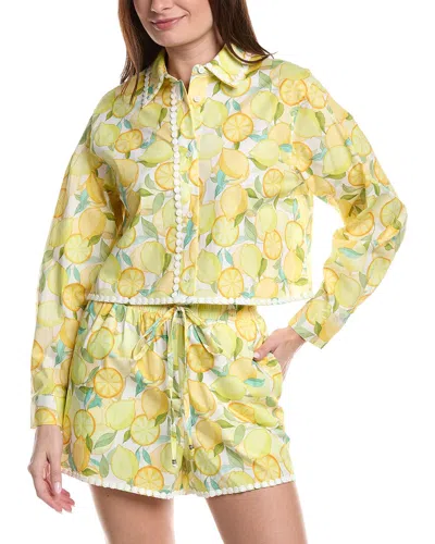 Avec Les Filles Cropped Button-down Shirt In Yellow