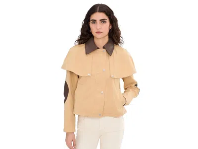 Avec Les Filles Cropped Cape Jacket In Brown