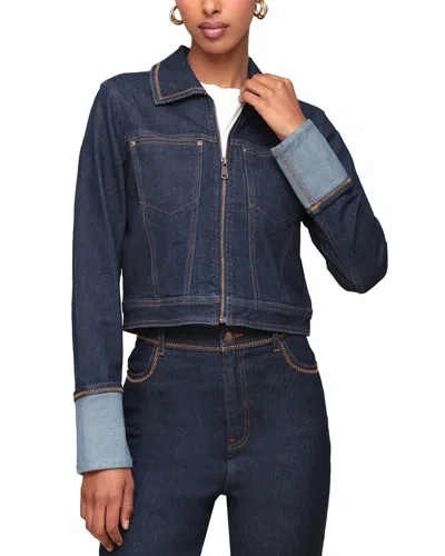 Avec Les Filles Crop Denim Jacket In Rinse Wash