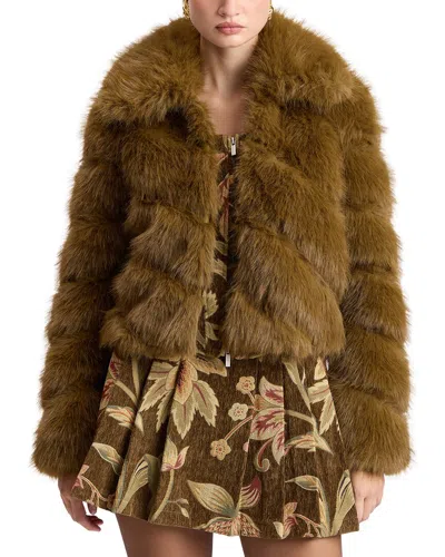 Avec Les Filles Cropped Diagonal Paneled Jacket In Brown