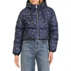 Avec Les Filles Cropped Hooded Puffer Coat In Blue