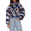 Avec Les Filles Cropped Hooded Puffer Coat In Blue