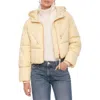 Avec Les Filles Cropped Hooded Puffer Coat In Custard