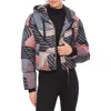 Avec Les Filles Cropped Hooded Puffer Coat In Deco Wave