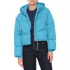 Avec Les Filles Cropped Hooded Puffer Coat In Larimar