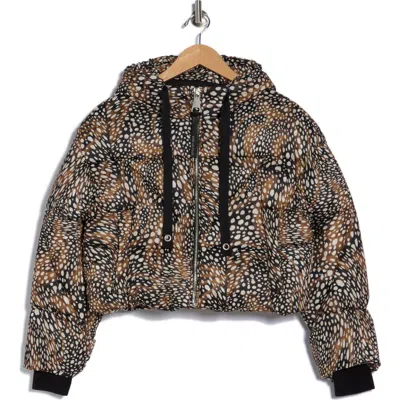 Avec Les Filles Cropped Hooded Puffer Coat In Multi