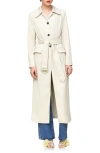 Avec Les Filles Cutaway Belted Coat In Melange Bone